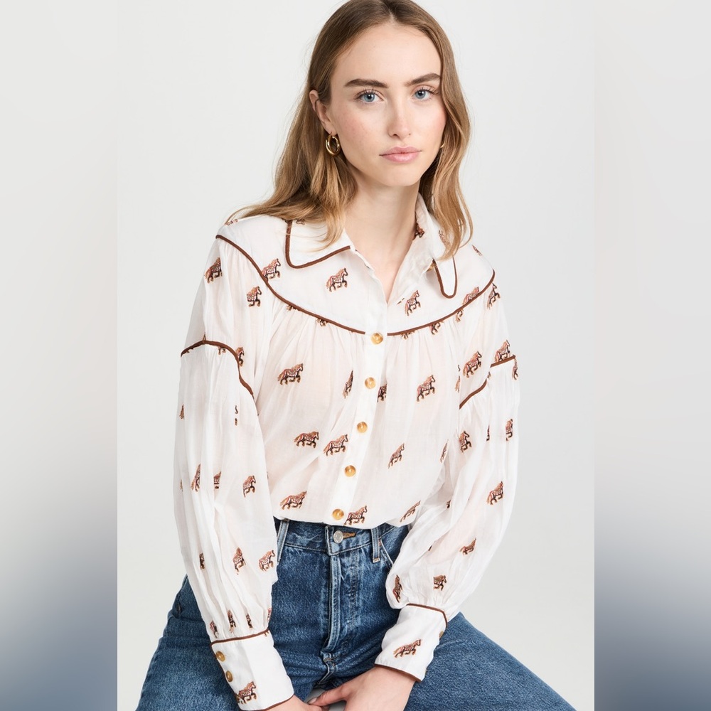 Farm Rio White Horse Blouse